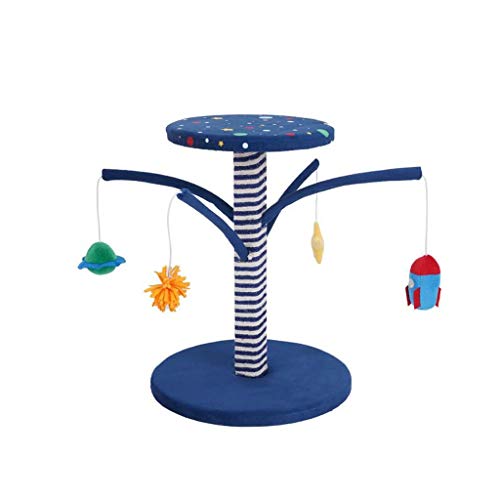 Kratzbaum Sternenhimmel – Katzenkratzbaum, 43,9 cm hoch, Katzenkratzbaum mit hängendem Ball, langlebiger Katzenkratzer mit Sisalseil, Katzenturm (Farbe: Blau) von SHQ