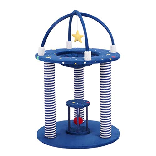 Kratzbaum Sternenhimmel – Kratzbaum, 82,8 cm hoch, robuster Kratzbaum mit Sisalseil, Katzenkratzbaum mit hängendem Ball, Katzenturm (Farbe: Blau) von SHQ