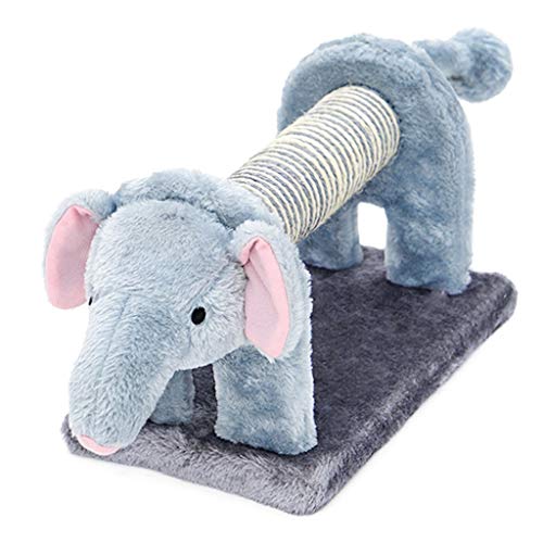 Kratzbaum für Katzen, Sisalstange und mit Teppich überzogene Basis, Löwe und Elefant, Katzenkratzer (Farbe: Elefant) von SHQ