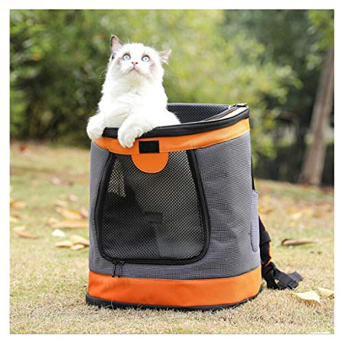 SHQ Hundetragerucksack für den Außenbereich, Haustier-Hundetragetasche, Vordertasche, doppelte Schulter, tragbarer Reiserucksack, Netz-Rucksack, Kopf-Haustier-Tragetasche (Farbe: Orange) von SHQ