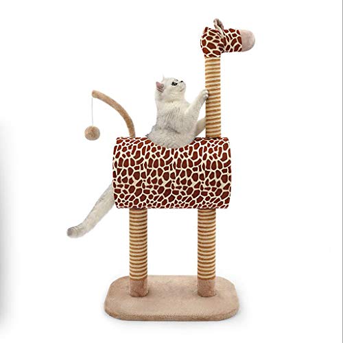 SHQ Kratzbaum Giraffe Katzenbaum, Katzenkratzbaum, Plüsch-Kätzchen-Aktivität mit Kratzbäumen, Haustierspielhaus, interaktives Spielzeug für Katzen, Turm (Farbe: Giraffe) von SHQ