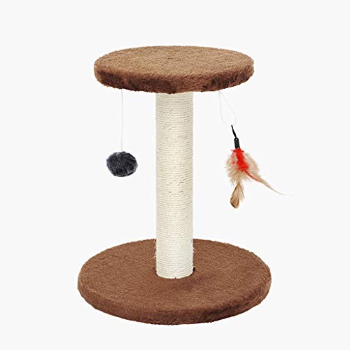 SHQ Kratzbaum mit Hängematte und Spielzeug, veganer Fellteppich, Katzenkratzbaum, Haustierbett, Kratz-Lounge-Möbel, Katzenturm (Farbe: Braun) von SHQ