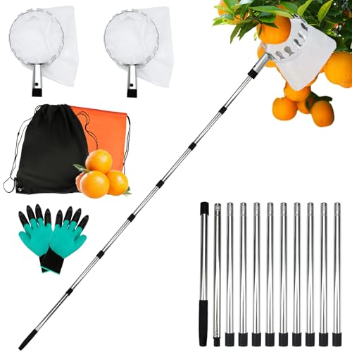 SHTALHST 4.2M Obstpflücker mit Teleskopstiel, Apfelpflücker, Kirschenpflücker für Kirschen, Pflaumenpflücker mit 2 Baumwollbeutel Diameter 16 cm, Obstpflücker für Ernteernte Apfel Zitrus Birnen SHTALHST 4.2M Obstpflücker mit Teleskopstiel, Apfelpflücker, Kirschenpflücker für Kirschen, Pflaumenpflücker mit 2 Baumwollbeutel Diameter 16 cm, Obstpflücker für Ernteernte Apfel Zitrus Birnen von SHTALHST