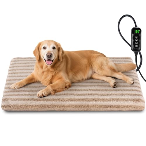 Großes Heizkissen für Haustiere, wasserdicht, beheizt, für Hunde und Katzen, mit 11 einstellbaren Temperaturen und 24-Stunden-Timer, automatische Abschaltung, kaufeste Schnur, waschbarer Bezug von SHU UFANRO
