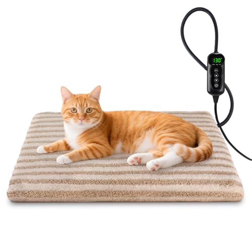 Haustier-Heizkissen, wasserdicht, beheiztes Katzenbett mit 11 einstellbaren Temperaturen und 24-Stunden-Timer, automatische Abschaltung, kaufeste Schnur, waschbarer Bezug, elektrische Heizmatte für Haustier-Heizkissen, wasserdicht, beheiztes Katzenbett mit 11 einstellbaren Temperaturen und 24-Stunden-Timer, automatische Abschaltung, kaufeste Schnur, waschbarer Bezug, elektrische Heizmatte für von SHU UFANRO