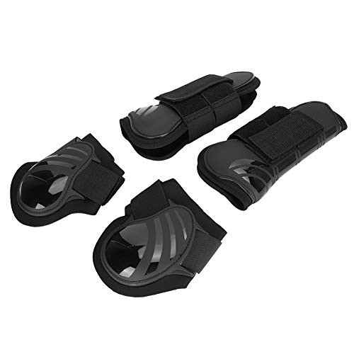 SHUAIGUO 2 Paar Pferdestiefel Dicke PU -Bein -Protektoren Zum Training Springen Fetlock Unterstützung Schwarz (Großgröße (24x18,5 cm / 9,4x7,3in)) von SHUAIGUO