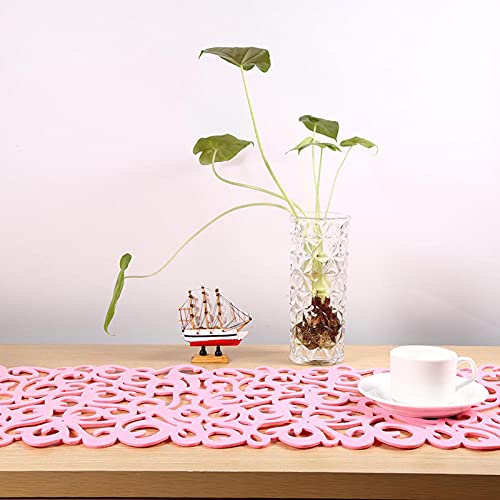 SHUAIGUO 7 Farb Filztisch Runner Placemat Rechteck Form Hellgrünes Tischdekoration (Rosa) von SHUAIGUO