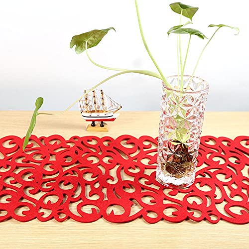 SHUAIGUO 7 Farb Filztisch Runner Placemat Rechteck Form Hellgrünes Tischdekoration (Rot) von SHUAIGUO