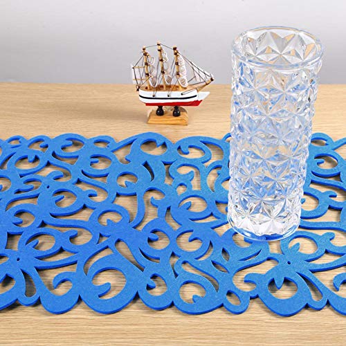 SHUAIGUO 7 Farb Filztisch Runner Placemat Rechteck Form Hellgrünes Tischdekoration (Seeblau) von SHUAIGUO