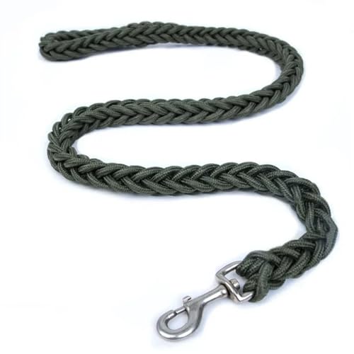 Große Hundeleine mit robuster Schnalle, handgestrickt, stark, langlebig, geflochtenes Nylon für mittelgroße und große Hunde (grün) von SHUIXIAYUE