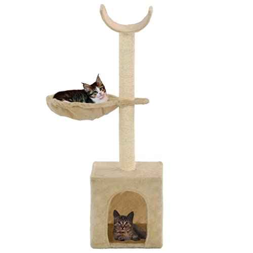 Katzen-Kratzbaum, SHUJING Katzenzubehöhr, Kratzbaum Für Katzen, Katze Baum, Katzenkratzbaum, Katzenturm, Katzenmöbel, mit Sisal-Kratzsäulen 105 cm Beige von SHUJING