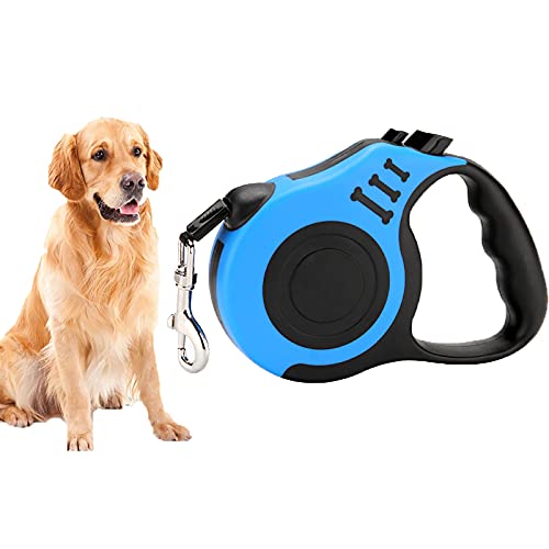 SHULLIN Klassische Hundeleinen 5m Rollleinen für Hunde verstellbar Hund Leine mit Anti-Rutsch Griff Sicheres Bremssystem für Kleine,Mittlere,Großer Hunde und Katzen bis zu 50kgs (Blau) von SHULLIN