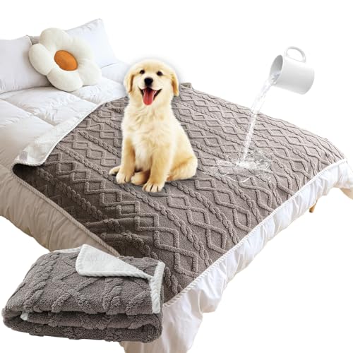 SHUOJIA wasserdichte Hundedecke, WendbareSherpa Fleece Haustier Deckewaschbare Haustierdecke für Sofa, Bett, Pinkelsicherer Hundebettbezug,für Mittelgroße und Große Hunde (M-100×75cm,Coffee Color) von SHUOJIA