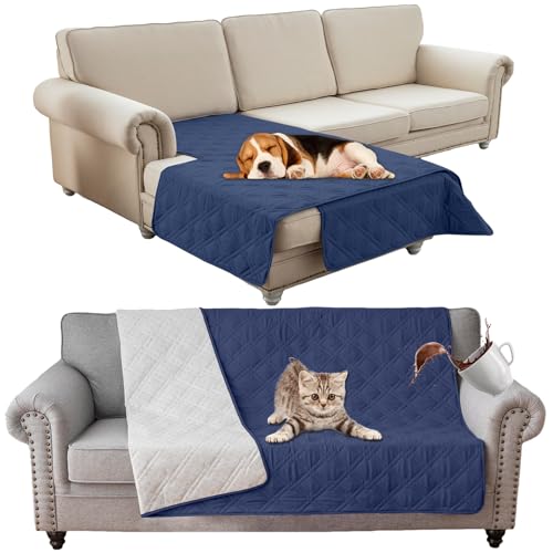SHUOJIA wasserdichte Hundedecke,urinbeständige Haustierdecke für Couchbett,Kleine,Mittelgroße Hunde,Katzen, Autositzschutz,100% Flüssigkeitsbeständig,Waschbar (208x208cm,Blue) von SHUOJIA