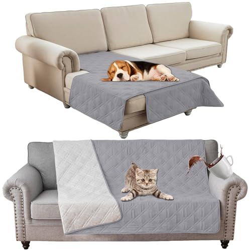 SHUOJIA wasserdichte Hundedecke,urinbeständige Haustierdecke für Couchbett,Kleine,Mittelgroße Hunde,Katzen, Autositzschutz,100% Flüssigkeitsbeständig,Waschbar (208x208cm,Light Grey) von SHUOJIA
