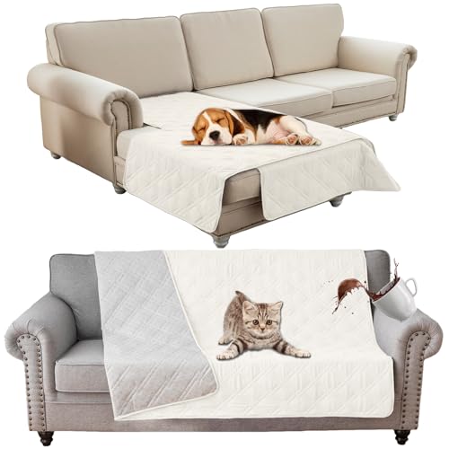 SHUOJIA wasserdichte Hundedecke,urinbeständige Haustierdecke für Couchbett,Kleine,Mittelgroße Hunde,Katzen, Autositzschutz,100% Flüssigkeitsbeständig,Waschbar (208x208cm,White) von SHUOJIA