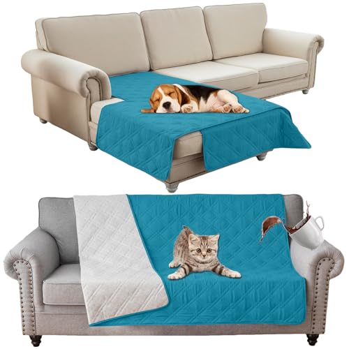 SHUOJIA wasserdichte Hundedecke,urinbeständige Haustierdecke für Couchbett,Kleine,Mittelgroße Hunde,Katzen, Autositzschutz,100% Flüssigkeitsbeständig,Waschbar (218x208cm,Green) von SHUOJIA