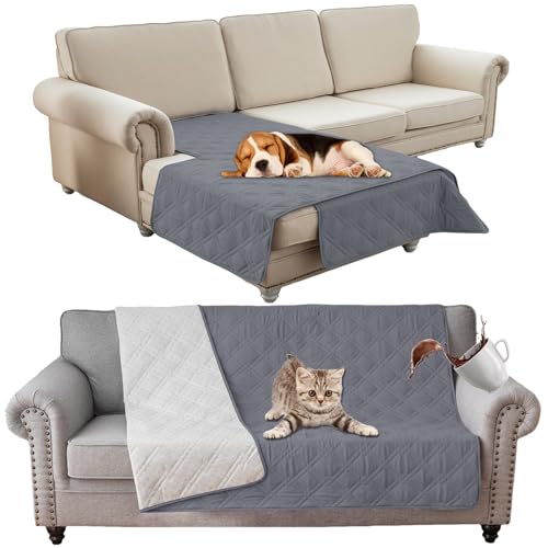 SHUOJIA wasserdichte Hundedecke,urinbeständige Haustierdecke für Couchbett,Kleine,Mittelgroße Hunde,Katzen, Autositzschutz,100% Flüssigkeitsbeständig,Waschbar (76x178cm,Grey) von SHUOJIA