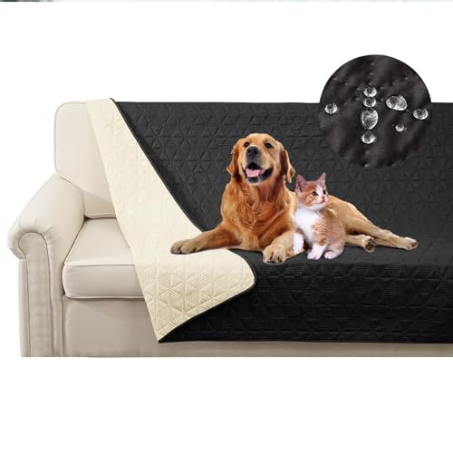 SHUOJIA wasserdichte Hundedecke für Couch,Haustier-Couchschutz, große Haustierdecken für Hunde und Katzen,rutschfeste Bettsofa-Möbelschutzmatte (30"x70",Black) von SHUOJIA