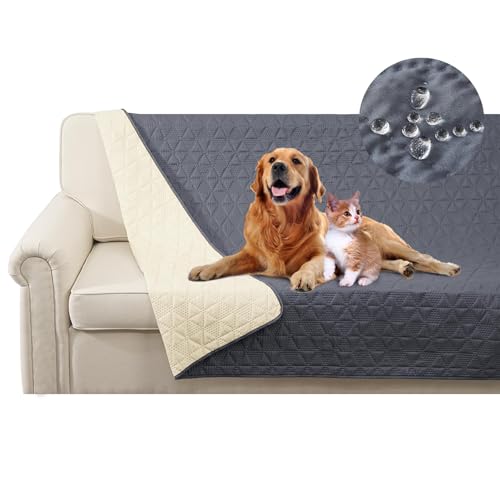 SHUOJIA wasserdichte Hundedecke für Couch,Haustier-Couchschutz, große Haustierdecken für Hunde und Katzen,rutschfeste Bettsofa-Möbelschutzmatte (30"x70",Grey) von SHUOJIA
