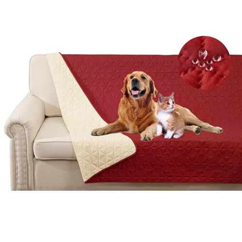 SHUOJIA wasserdichte Hundedecke für Couch,Haustier-Couchschutz, große Haustierdecken für Hunde und Katzen,rutschfeste Bettsofa-Möbelschutzmatte (30"x70",Red) von SHUOJIA