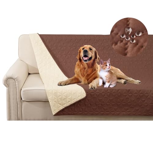 SHUOJIA wasserdichte Hundedecke für Couch,Haustier-Couchschutz, große Haustierdecken für Hunde und Katzen,rutschfeste Bettsofa-Möbelschutzmatte (40"x50",Dark Brown) von SHUOJIA
