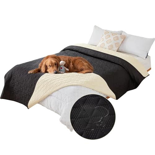 SHUOJIA wasserdichte Hundedecke für Couch,Haustier-Couchschutz, große Haustierdecken für Hunde und Katzen,rutschfeste Bettsofa-Möbelschutzmatte (52"x82",Black) von SHUOJIA