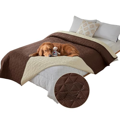 SHUOJIA wasserdichte Hundedecke für Couch,Haustier-Couchschutz, große Haustierdecken für Hunde und Katzen,rutschfeste Bettsofa-Möbelschutzmatte (52"x82",Dark Brown) von SHUOJIA