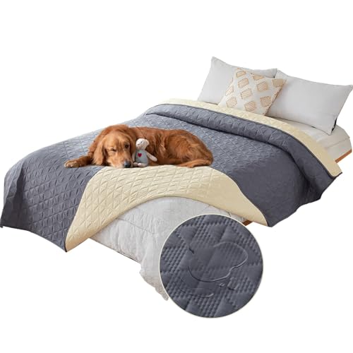 SHUOJIA wasserdichte Hundedecke für Couch,Haustier-Couchschutz, große Haustierdecken für Hunde und Katzen,rutschfeste Bettsofa-Möbelschutzmatte (52"x82",Grey) von SHUOJIA