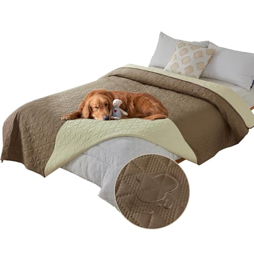 SHUOJIA wasserdichte Hundedecke für Couch,Haustier-Couchschutz, große Haustierdecken für Hunde und Katzen,rutschfeste Bettsofa-Möbelschutzmatte (68"x82",Khaki) von SHUOJIA