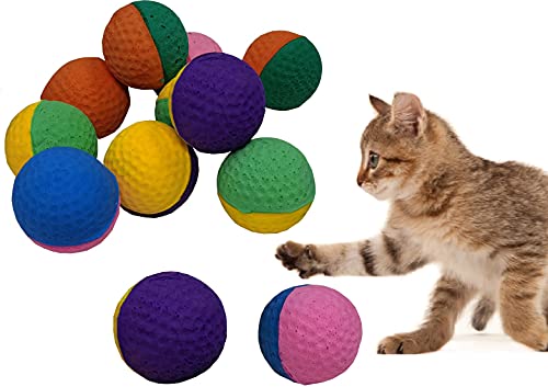 12 Stück Haustier-Bälle aus Schaumstoff, Katzenspielzeug, weich, federnd, geräuschfrei (12 Stück von SHUYUE