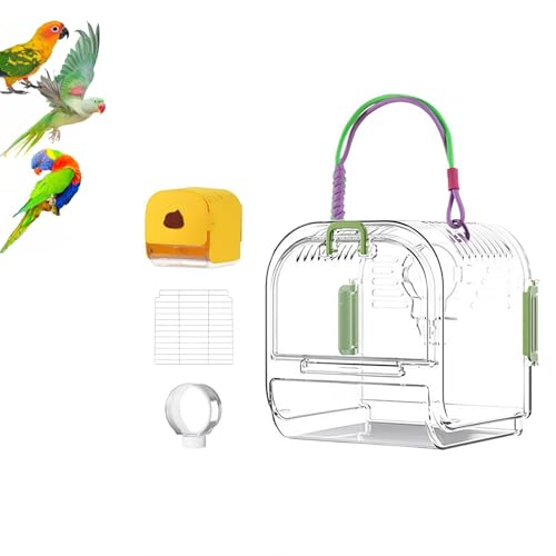 Tragbarer Vogelkäfig aus Kunststoff, leicht, wasserdicht, belüftet, Reise-Vogelkäfig für Haustiere, einfach zu tragen und zu reinigen, Vogelträger, perfekt für kleine Vögel und Wellensittiche (grün) von SHUZHENG