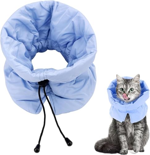 Halsband nach Operationen, Halskrause Katze Schutz, Einstellbares Weiches Katzen Halskrause, für Katzen Kätzchen Verhindert das Lecken von Wunden (Blau,M) von SHYSBV