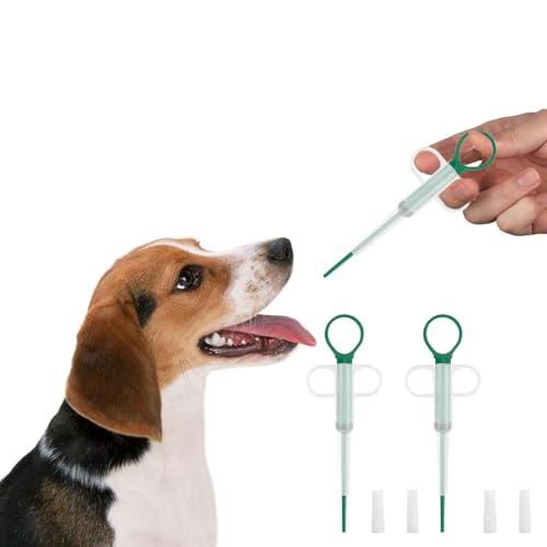 Haustier-Pillenspender, 2 Stück, Haustier-Medizin, Futterspender, Pillen-Pistolben-Popper, weiche Spitze, Tablettenspritze, Schieber, Tiermedizin, Futterspender aus Silikon, für Fütterungszubehör von SHYSBV