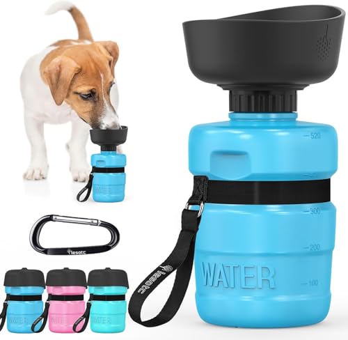 SHYSBV 500ml Faltbare Hundetrinkflasche auslaufsicher - Leichter Wasserspender für Spaziergang, Reise & Camping (Blau) von SHYSBV