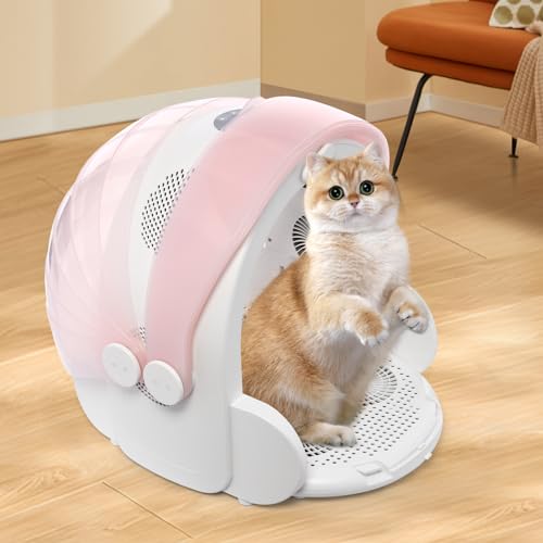 SHZICMY Trockner für Haustiere, Faltbare Automatischer Haustiertrockner für Katzen und Kleine Hunde, 360° Trocknung, 25-43℃, Haustiertrockenbox für Haustier von SHZICMY