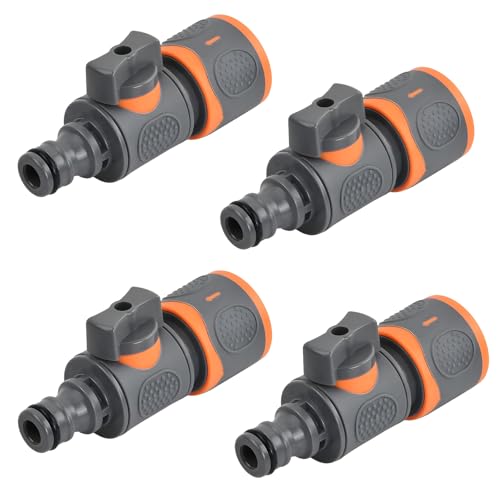 SI SEN 4 Stück Kupplung mit Regulierventil, Gartenschlauch Verbinder mit Absperrventil, Absperrventil für Rohr Verbinden Schlauchverbinder, für 1/2 Zoll Wasserschläuche, Schlauchdüsen (Grau) von SI SEN