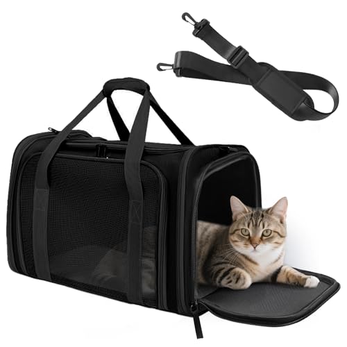 SI SEN Transportbox Katze, 45x30x30cm Katzen Transportboxen, Katzen Transportbox mit dreiseitigem Raster, Faltbar Katzentransportbox, Geeignet für für Katzen und Hunde unter 6 kg, M - Grau SI SEN Transportbox Katze, 45x30x30cm Katzen Transportboxen, Katzen Transportbox mit dreiseitigem Raster, Faltbar Katzentransportbox, Geeignet für für Katzen und Hunde unter 6 kg, M - Grau von SI SEN