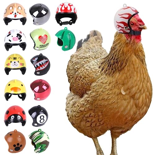 Haustier-Dekor, kleiner Helm, Huhn, Vogel, Papagei, Sittich, Enten, Wachteln, Kopfbedeckung, Sicherheitshut, lustiges Geflügel-Kostüm, Spielzeug, Zubehör (14 Stück) von SIANKO