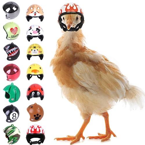 Haustierhelm, Kopfbedeckung, für Papageien, Huhn, Sittiche, Enten, Wachteln, Sicherheitshut, Dekoration, Spielzeug, lustiges Geflügel-Kostüm, Zubehör (14 Stück) von SIANKO