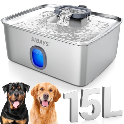 15L Trinkbrunnen für Katze, Großer Edelstahl Trinkbrunnen für Hunde mit tieferer & breiterer Trinkfläche, Ultra-leiser Katzenbrunnen mit LED & Sichtfenster - Ideal für große Hunde, Mehrere Haustiere 15L Trinkbrunnen für Katze, Großer Edelstahl Trinkbrunnen für Hunde mit tieferer & breiterer Trinkfläche, Ultra-leiser Katzenbrunnen mit LED & Sichtfenster - Ideal für große Hunde, Mehrere Haustiere von SIBAYS