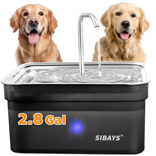 SIBAYS Großer Wasserbrunnen für Haustiere, 10,5 l, automatisch, für Hunde und Katzen, mit Edelstahlschüssel, ultra-leiser Wasserspender für Katzen, Hunde, mehrere SIBAYS Großer Wasserbrunnen für Haustiere, 10,5 l, automatisch, für Hunde und Katzen, mit Edelstahlschüssel, ultra-leiser Wasserspender für Katzen, Hunde, mehrere von SIBAYS