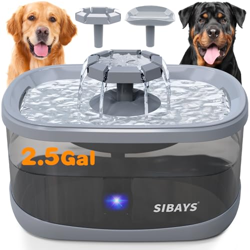 SIBAYS Großer Wasserbrunnen für Hunde, 9 l, für mehrere Haustiere, super leise, kein Verschütten, Haustier-Wasserbrunnen für Hunde, 4-lagiger Filter, LED-Licht, BPA-freies Material SIBAYS Großer Wasserbrunnen für Hunde, 9 l, für mehrere Haustiere, super leise, kein Verschütten, Haustier-Wasserbrunnen für Hunde, 4-lagiger Filter, LED-Licht, BPA-freies Material von SIBAYS