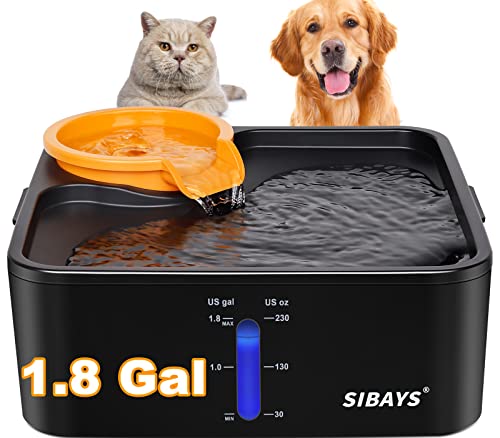 SIBAYS Wasserbrunnen für große Hunde, mittelgroße Hunde und Katzen, automatisch, super leise, kein Verschütten, Haustier-Wasserbrunnen für Katzen, 5-lagiger Filter, SIBAYS Wasserbrunnen für große Hunde, mittelgroße Hunde und Katzen, automatisch, super leise, kein Verschütten, Haustier-Wasserbrunnen für Katzen, 5-lagiger Filter, von SIBAYS