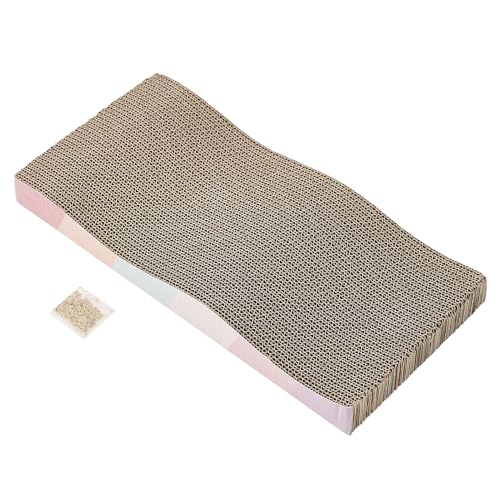 SIDAZON Katzenkratzpad aus Karton für Indoor-Katzen, wendbar, groß, breit, gewellt, mit Katzenminze (1 Stück) von SIDAZON