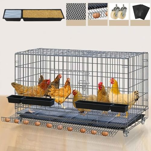 Günstige Hühnerkäfige mit Mülltonne und Eierpflücke, großer Hühnerstall für draußen/innen, faltbar, mit Türschloss (6 Größen) (Color : B, Size : 130x60x72cm) von SIDID
