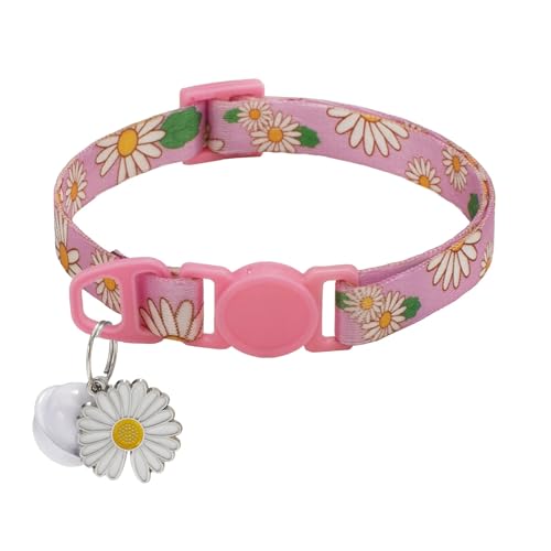 1 x verstellbares Schönheitskatzen-Halsband mit Glöckchen, Hunde-Halskette, niedliches Kätzchen, Welpen, Blumenanhänger, Katzenzubehör, Lieferant (Größe S 1) von SIDIFU