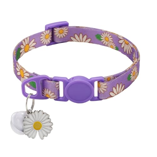 1 x verstellbares Schönheitskatzen-Halsband mit Glöckchen, Hunde-Halskette, niedliches Kätzchen, Welpen, Blumenanhänger, Katzenzubehör, Lieferant (Größe S 3) von SIDIFU