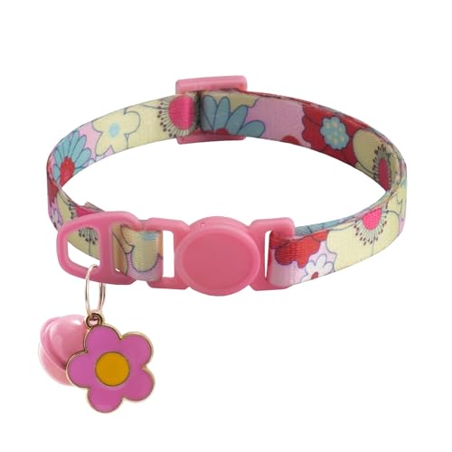 1 x verstellbares Schönheitskatzen-Halsband mit Glöckchen, Hunde-Halskette, niedliches Kätzchen, Welpen, Blumenanhänger, Katzenzubehör, Lieferant (Größe S 4) von SIDIFU