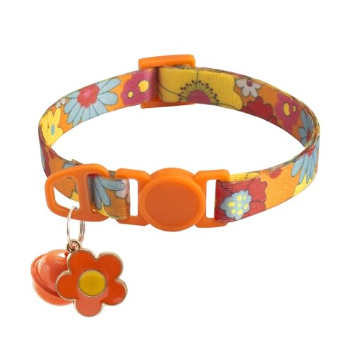 1 x verstellbares Schönheitskatzen-Halsband mit Glöckchen, Hunde-Halskette, niedliches Kätzchen, Welpen, Blumenanhänger, Katzenzubehör, Lieferant (Größe S 5) von SIDIFU